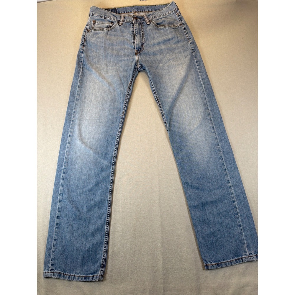 Levis 505 Regular Fit Jeans Mens 32x34 Light Wash Blue Straight Leg Denim